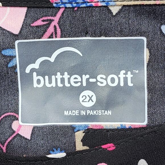 Butter-Soft Jacket Womens 2X Black Llama Party 2-Pocket Warm Up Scrub Uniform - Picture 4 of 9